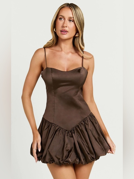 Lioness Dresses & Skirts - Lioness womens Brown Satin Mini Dress, size XS, only worn once! Great condition